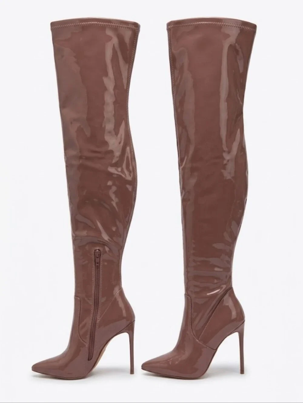 Steve Madden VAVA Mauve Patent Thigh High Boots, 6.5